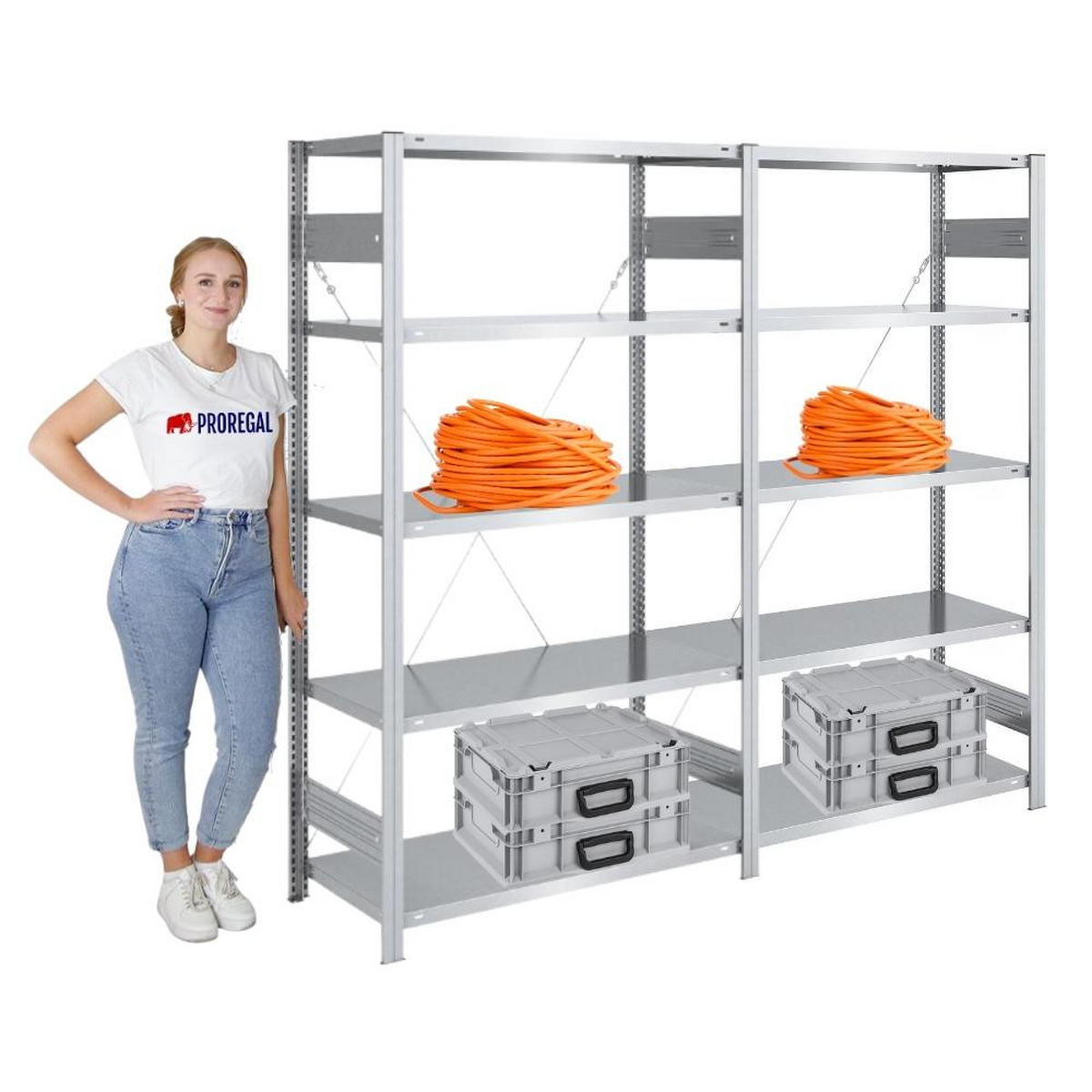 SCHWERLASTREGAL Silver Mamba 200x200x50cm 5 Ebenen je 150kg Fachlast Verzinkt - Silberfarben, Metall (200/200/50cm) - PROREGAL