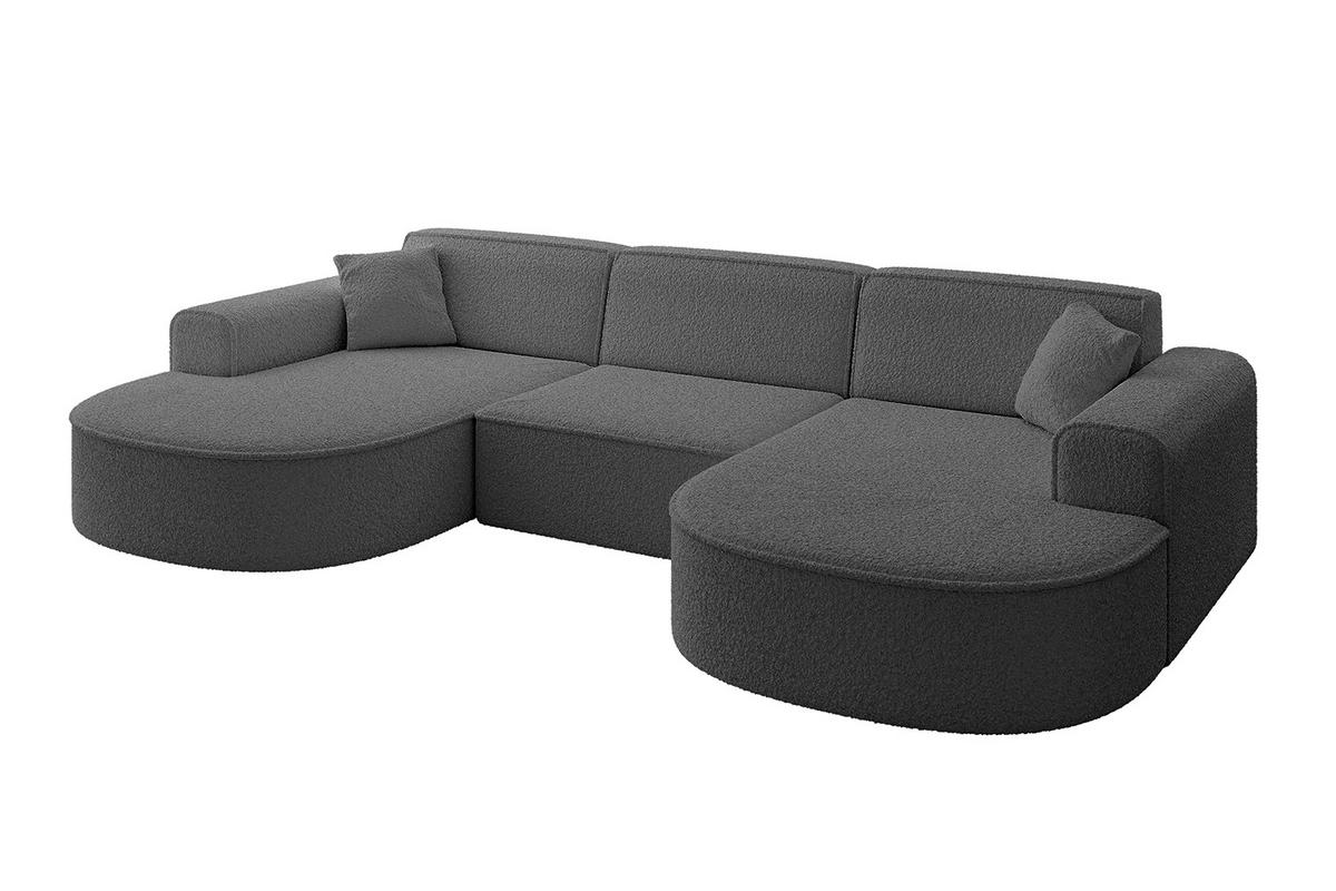 WOHNLANDSCHAFT MARI-U1 - 295x163x73,5 cm Grau Bouclé - Schwarz/Grau, Holzwerkstoff/Kunststoff (295/73.5/163cm) - ALTDECOR