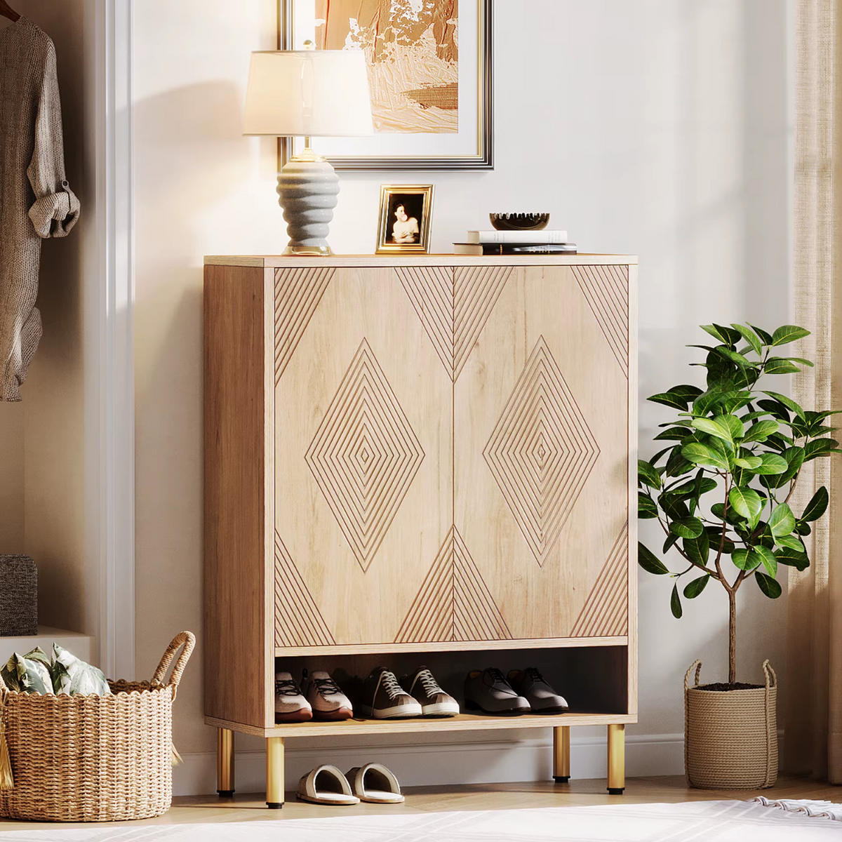 SCHUHSCHRANK Holz Natur 73/35/116 cm - Alteiche, Holzwerkstoff (73/116/35cm) - Quality Elegance