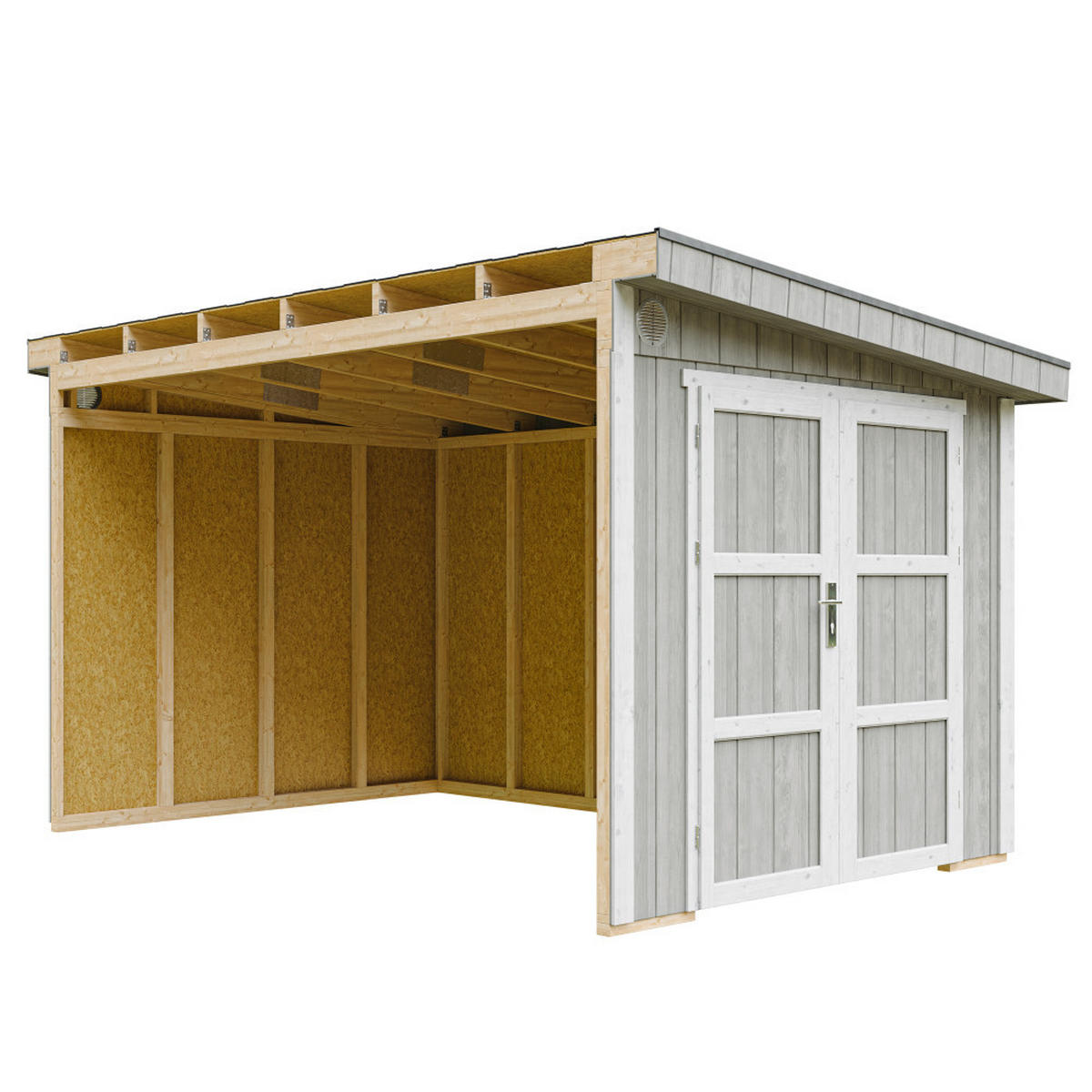 GARTENHAUS 8,68 m² - H231x248x412 cm - Ohne Boden und Seitenwand – M939B-TUNDRA GREY - Grau, Holz (236/231/368cm) - Timbela
