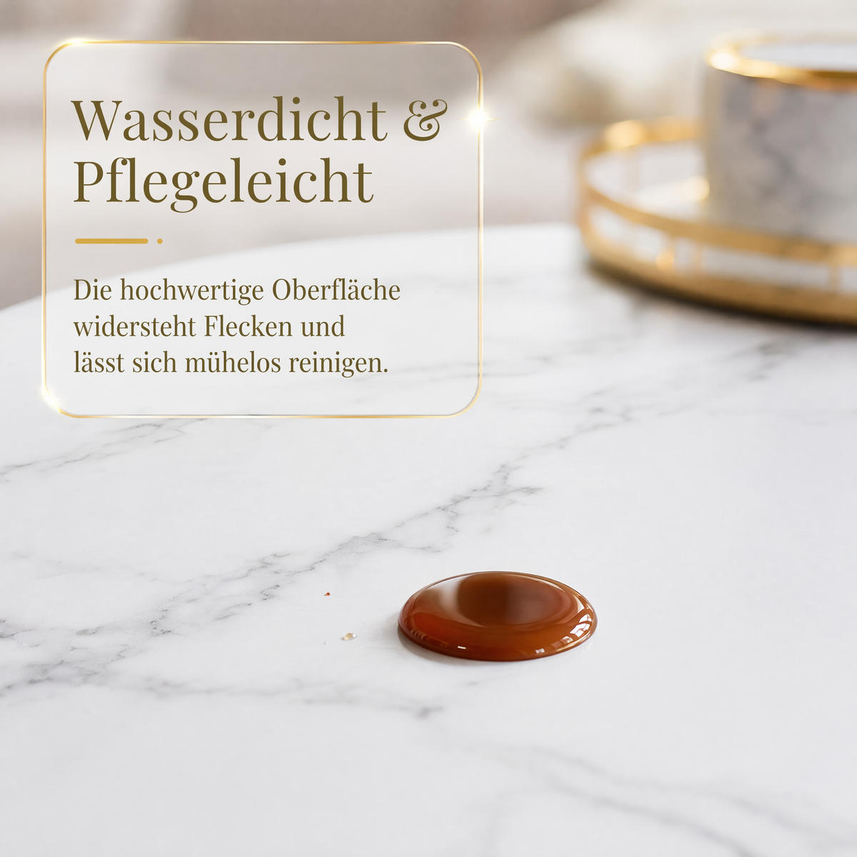 COUCHTISCH 2-TEILIGES SET Rund Weiß Marmoroptik Gold Metall Tisch - Weiß, Metall (80/33/45cm) - SHOPENTRA