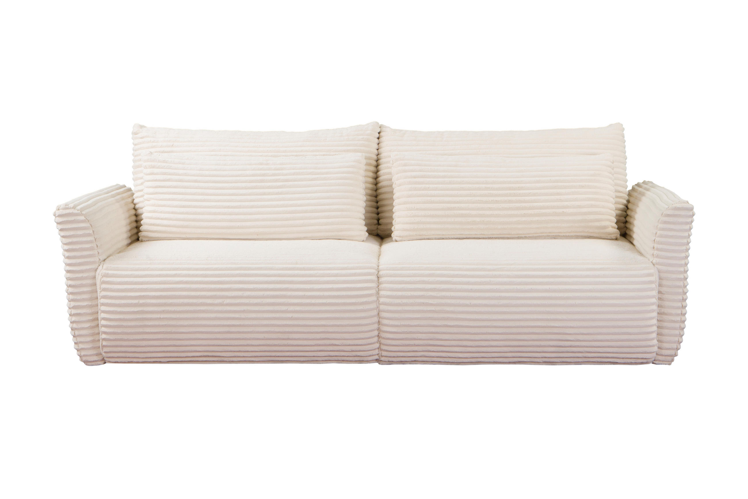 BETTSOFA ILANO Creme Kordstoff mit Schlaffunktion - Creme, Textil (108/92/240cm) - MASSENO