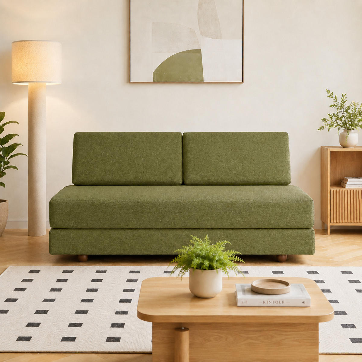 SCHLAFSOFA Stoff Grün - Grün, Textil (200/90/80cm) - Nordlys