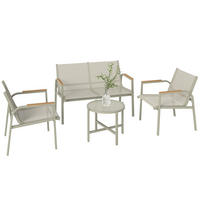 GARTENMÖBEL SET DE-06583 für 4 Personen, 2er-Sofa, 2 Sessel, Beistelltisch Grün - Grün, Textil/Metall - ComfortXL