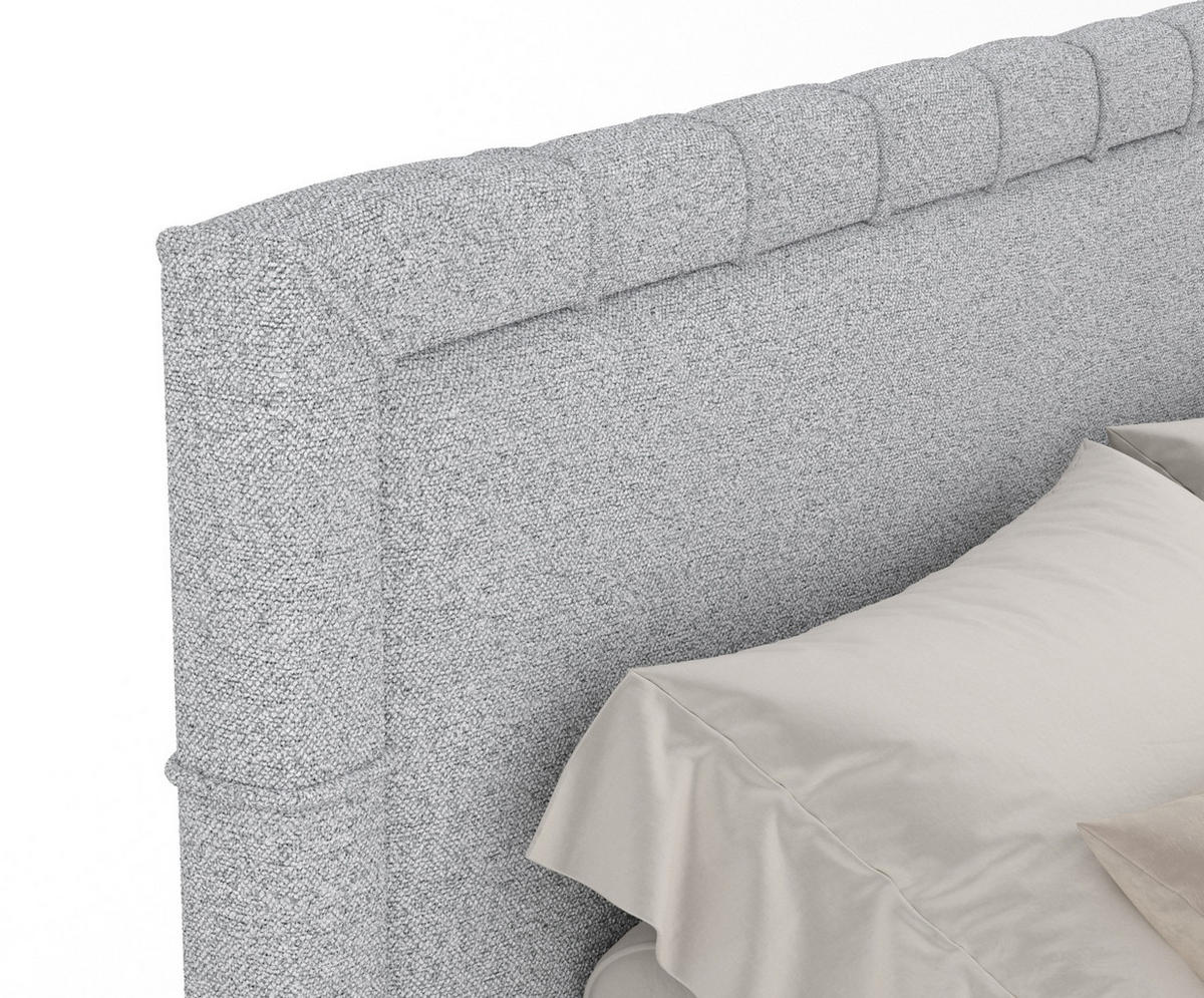 BOXSPRINGBETT Rosabel Hellgrau 180/200 cm mit Matratze und Topper - Hellgrau/Schwarz, Holz/Holzwerkstoff (180/200cm) - Maison de Reve