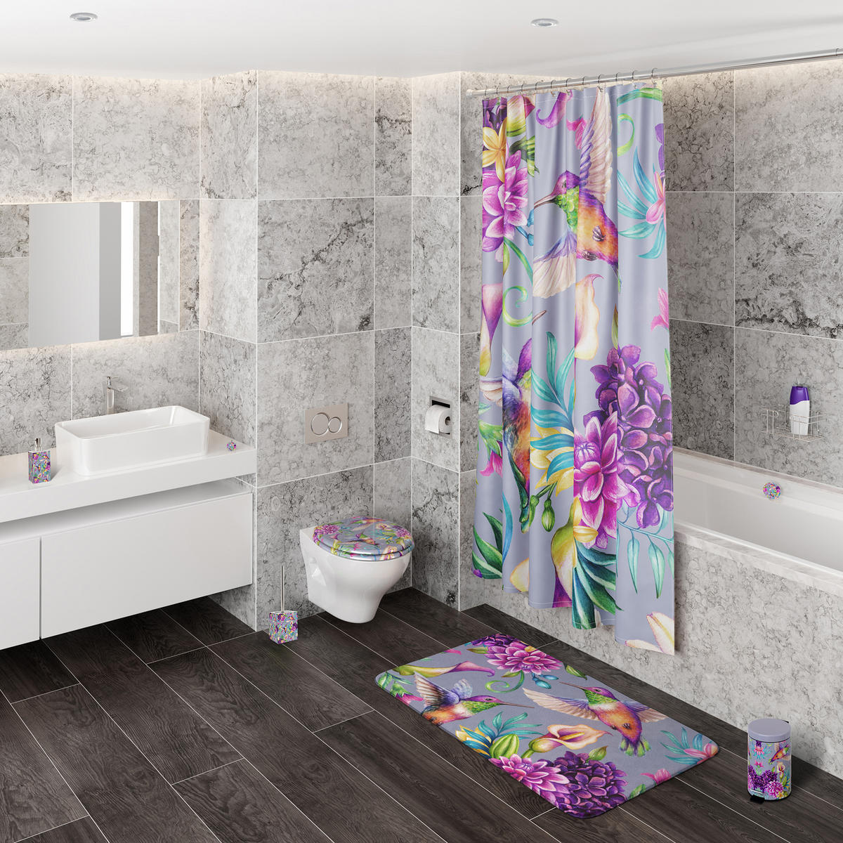 WC-SITZ Kolibri - Lila, Holzwerkstoff (38/6/47cm) - Sanilo