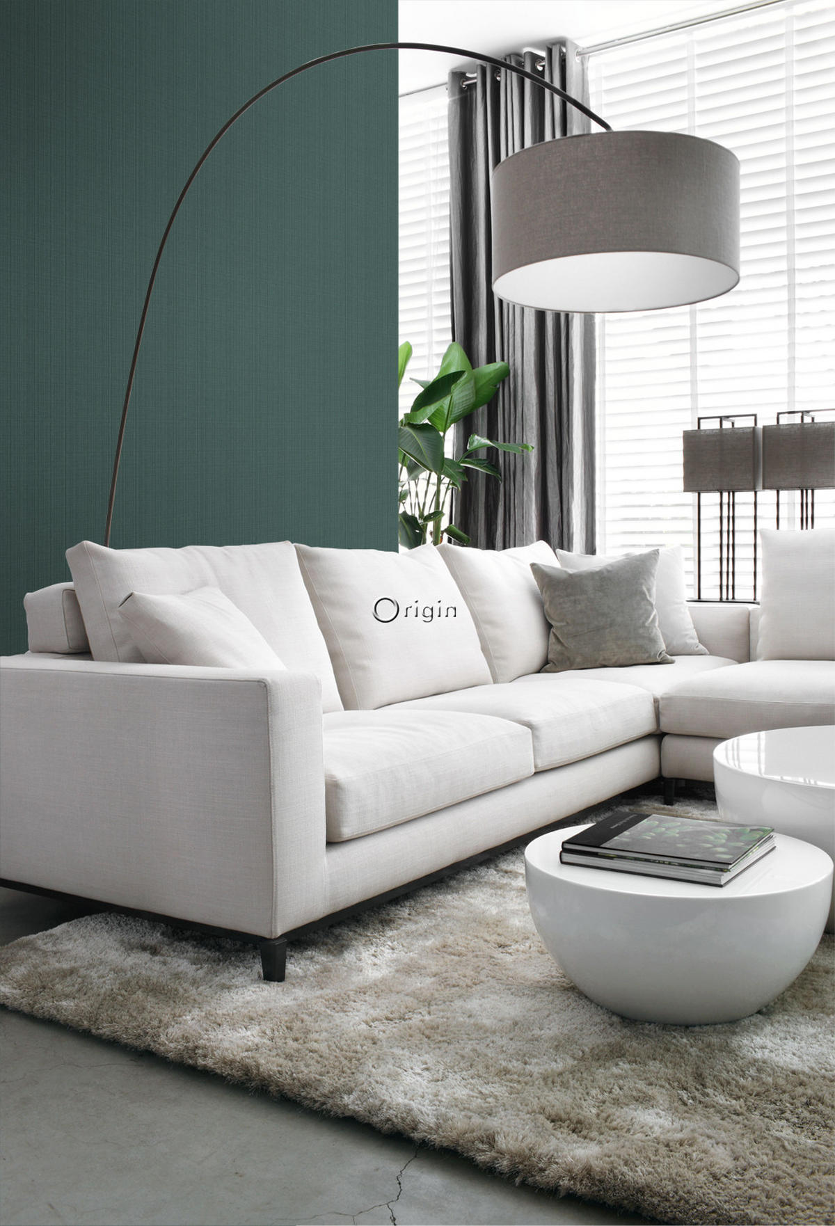 TAPETE Gewebeoptik 53 cm x 10.05 m - Blau, Papier (53/1000cm) - Origin Wallcoverings