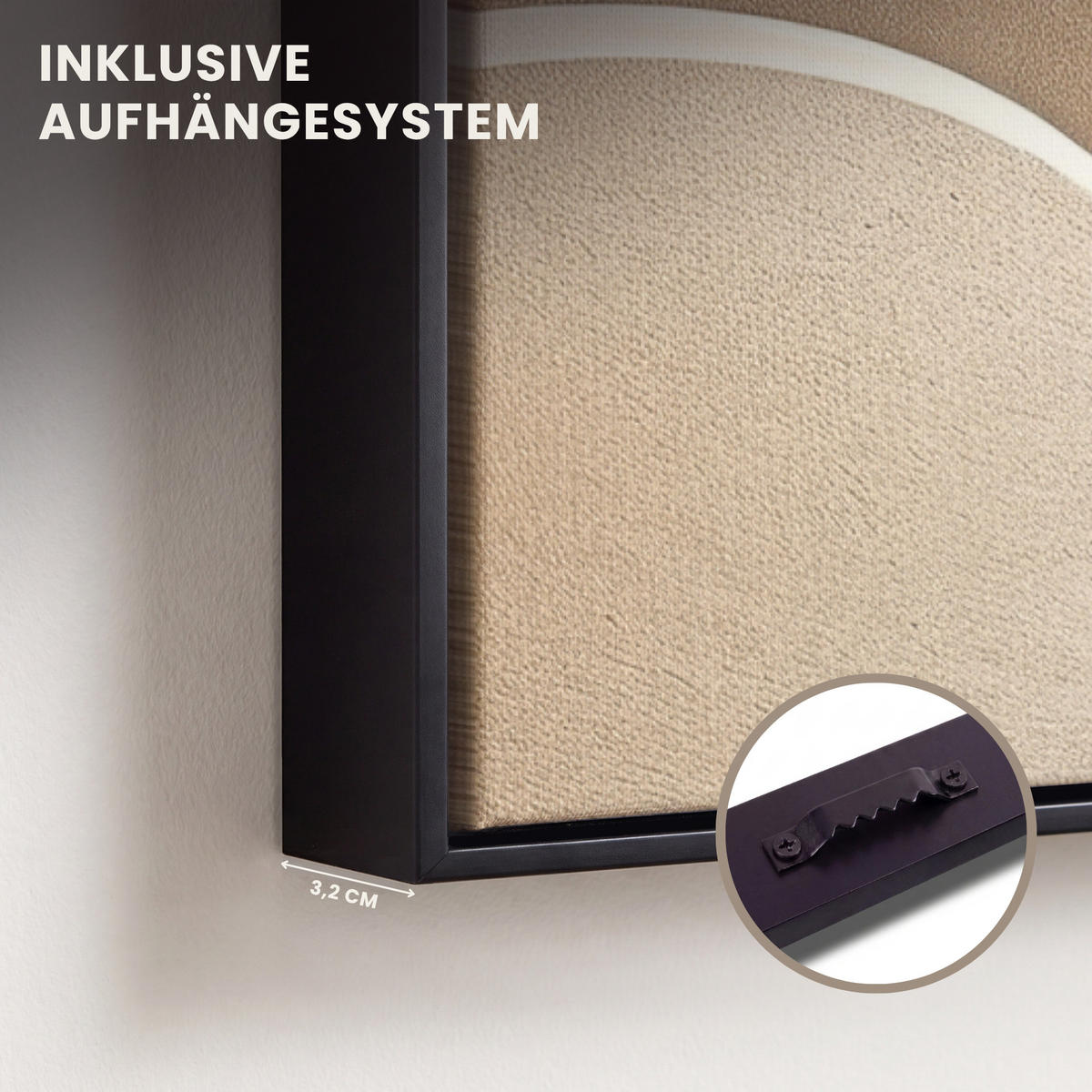 LEINWAND Bilder mit Rahmen - Beige - Natur - Abstrakt - Modern - 60x90 - Beige, Textil (60/90cm) - MuchoWow