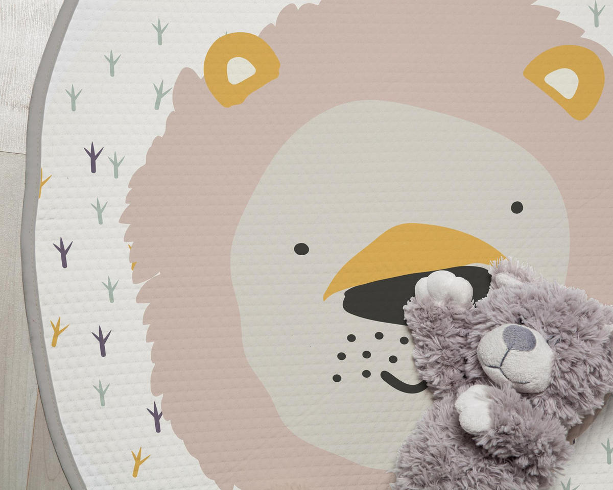 KINDER-TEPPICH Runder mit Piqué-Druck, Löwenmotiv PLAY ROUND - Multicolor, Textil (1/120cm) - RNT By Really Nice Things