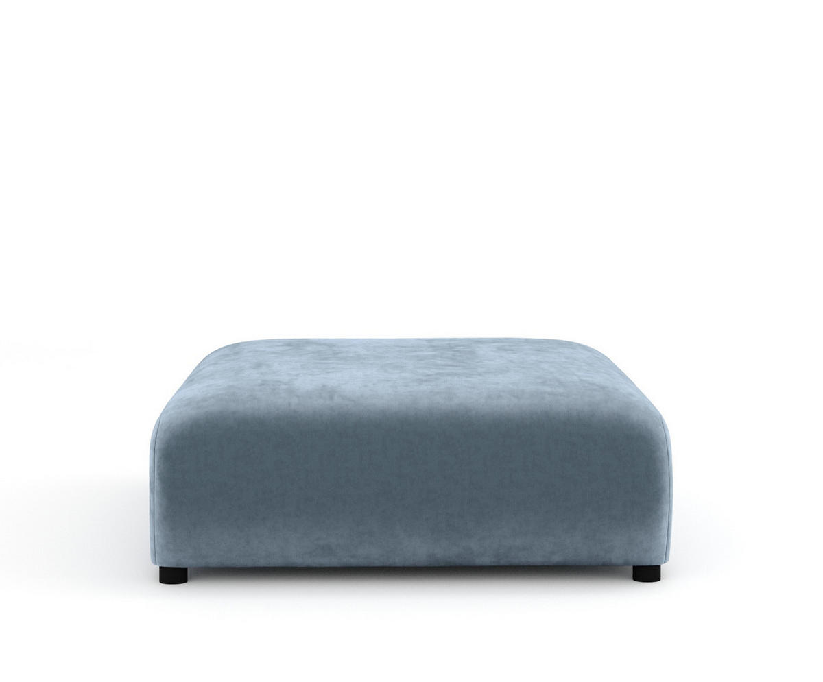 POUF L Zanzibar Blau Grau Samtstoff - Blaugrau/Schwarz, Holz/Holzwerkstoff (110/37/110cm) - Maison de Reve