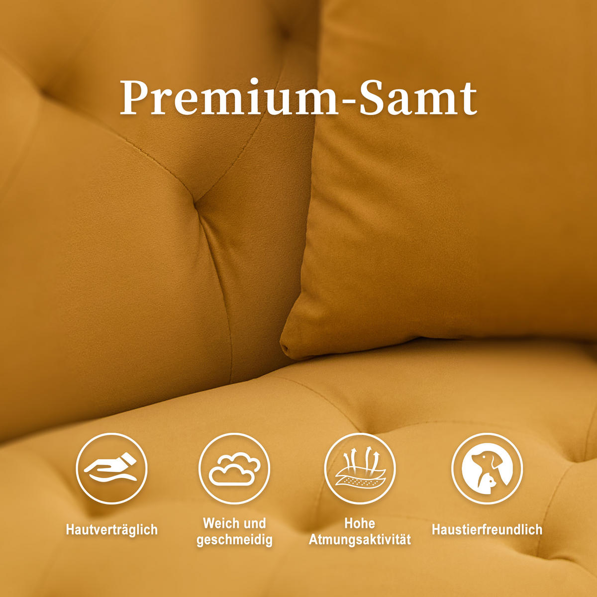 SCHLAFSOFA Samt mit verstellbarer Rückenlehne Senfgelb 165/72,5/75 cm - Gelb, Textil (72.5/75/165cm)