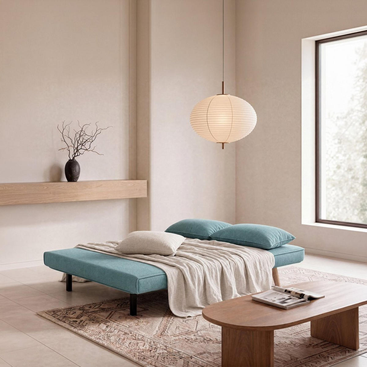 SCHLAFSOFA Noa Blau 117 cm x 79 cm - Blau, Textil (117/79/75cm) - Klast Home
