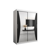 SCHWEBETÜRENSCHRANK 200/150/62 2-türig - Silberfarben/Schwarz, Holz/Kunststoff (150/200/62cm) - Abiks Möbel