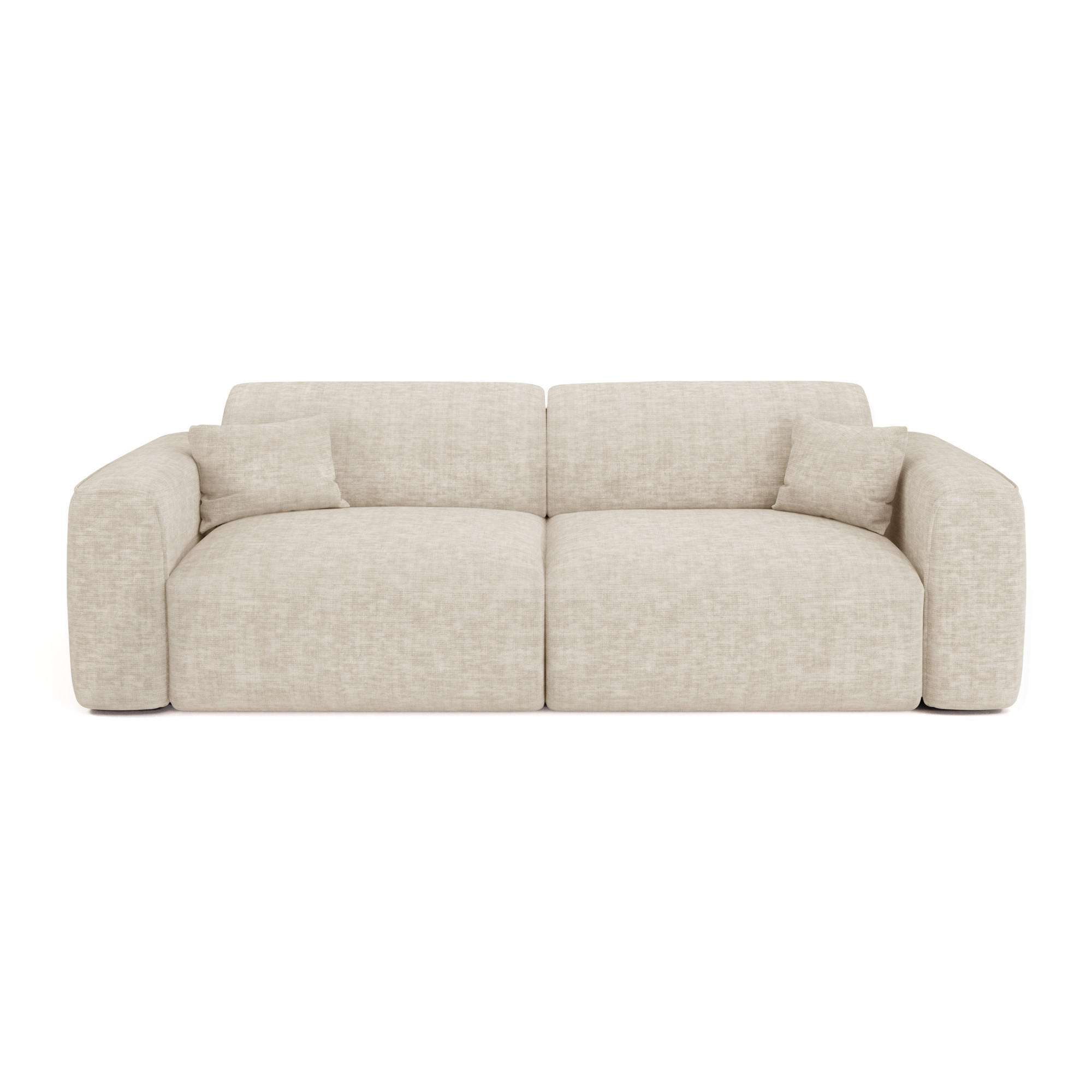 SCHLAFSOFA GERADE Texturierter Samt Beige 240cm - Beige, Textil (240/73/97cm) - Sia Home