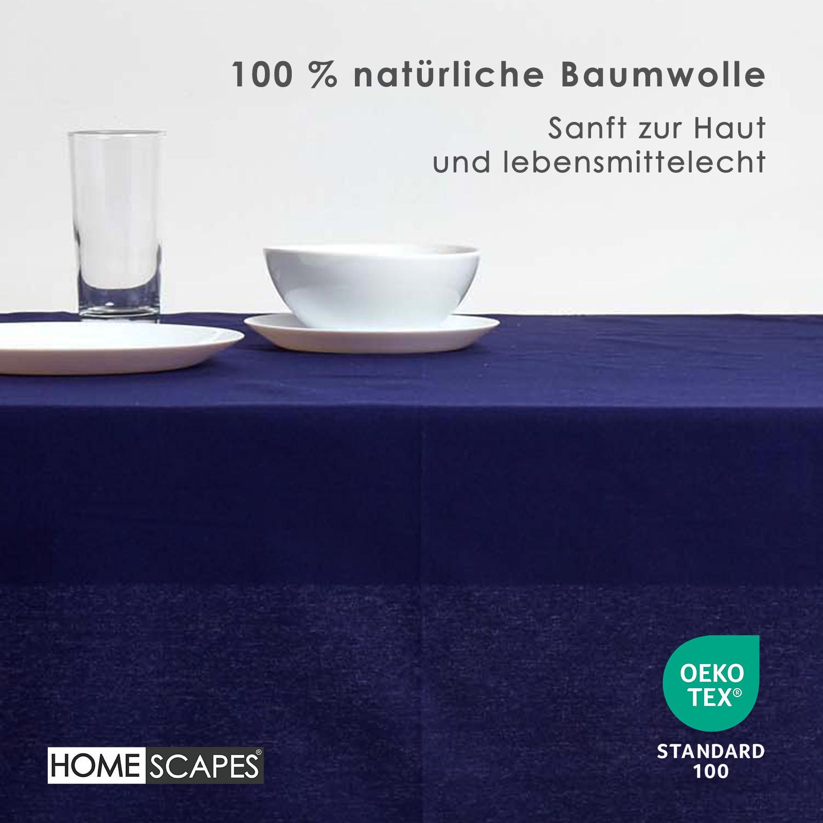 TISCHDECKE dunkelblau 137/228 cm, 100% Baumwolle - Dunkelblau, Textil (137/228cm) - Homescapes