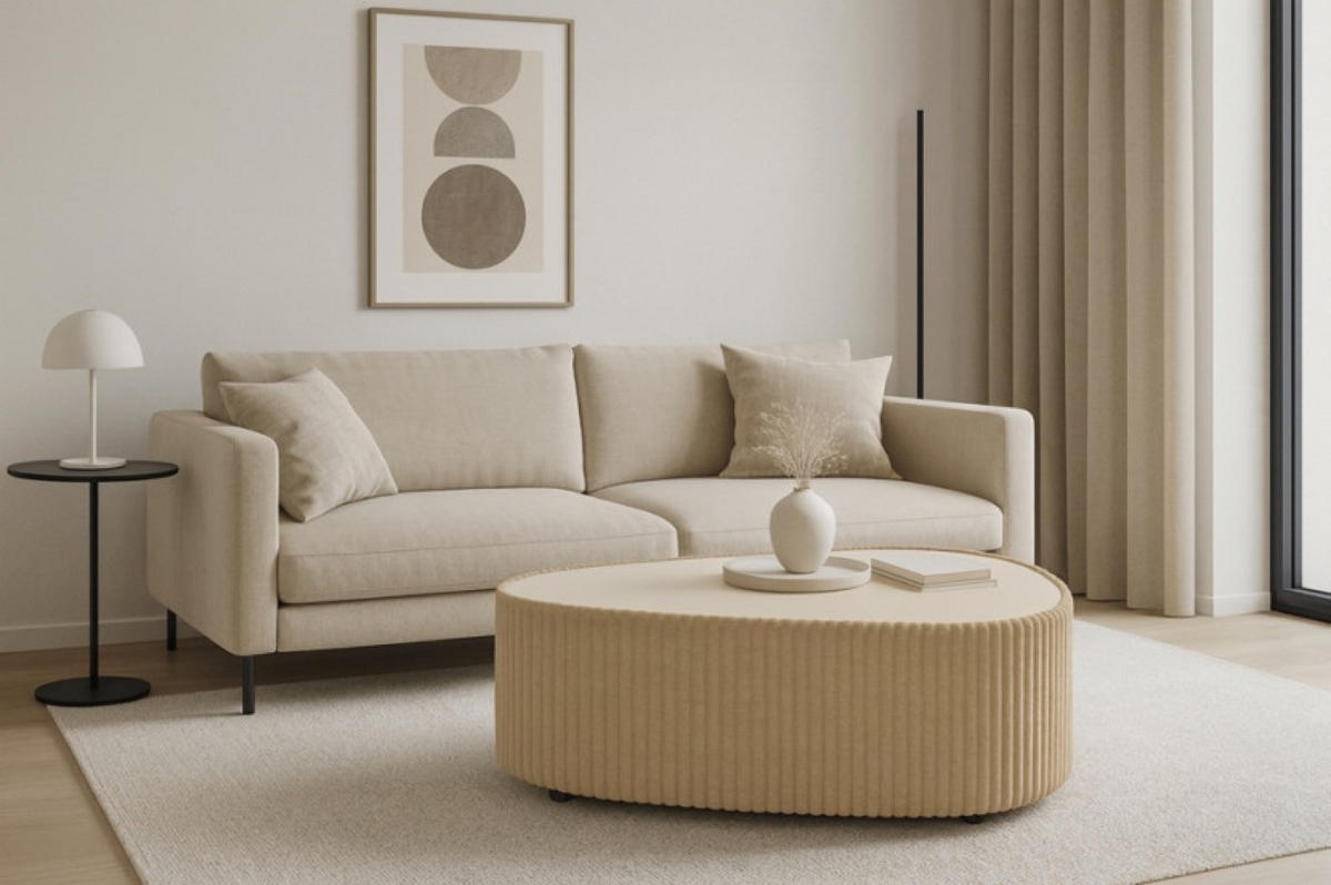 COUCHTISCH Beige MIJA Gepolstert Tilia - Beige, Holzwerkstoff (96/96/42cm) - Sepro Meble