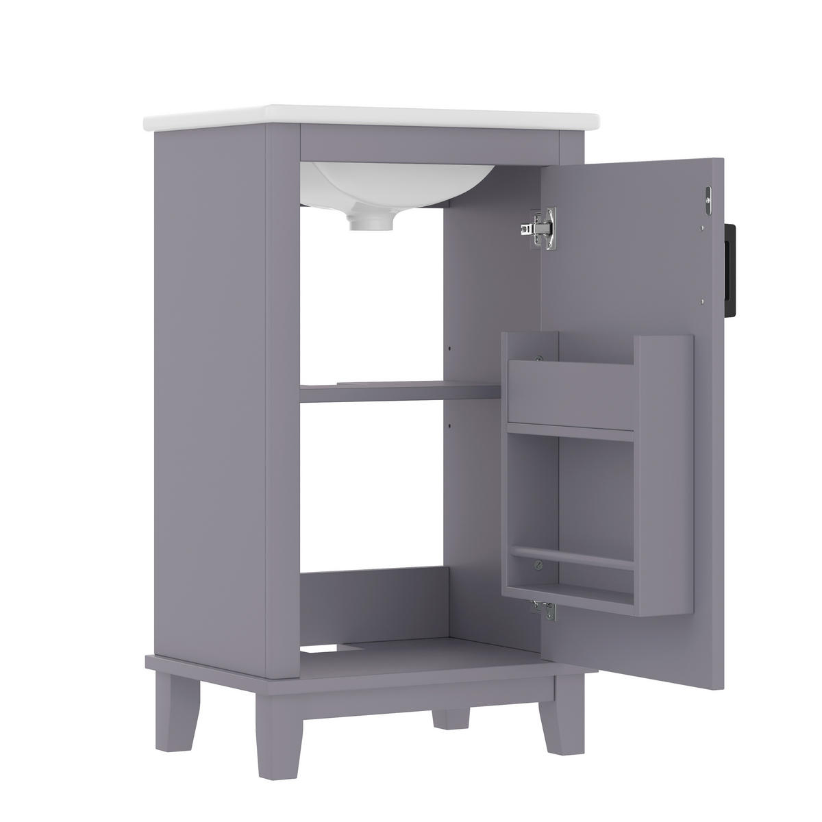 WASCHTISCHKOMBI Grau kompakt mit Keramikbecken - Grau, Keramik/Holzwerkstoff (51/83/34cm) - Urban Meuble