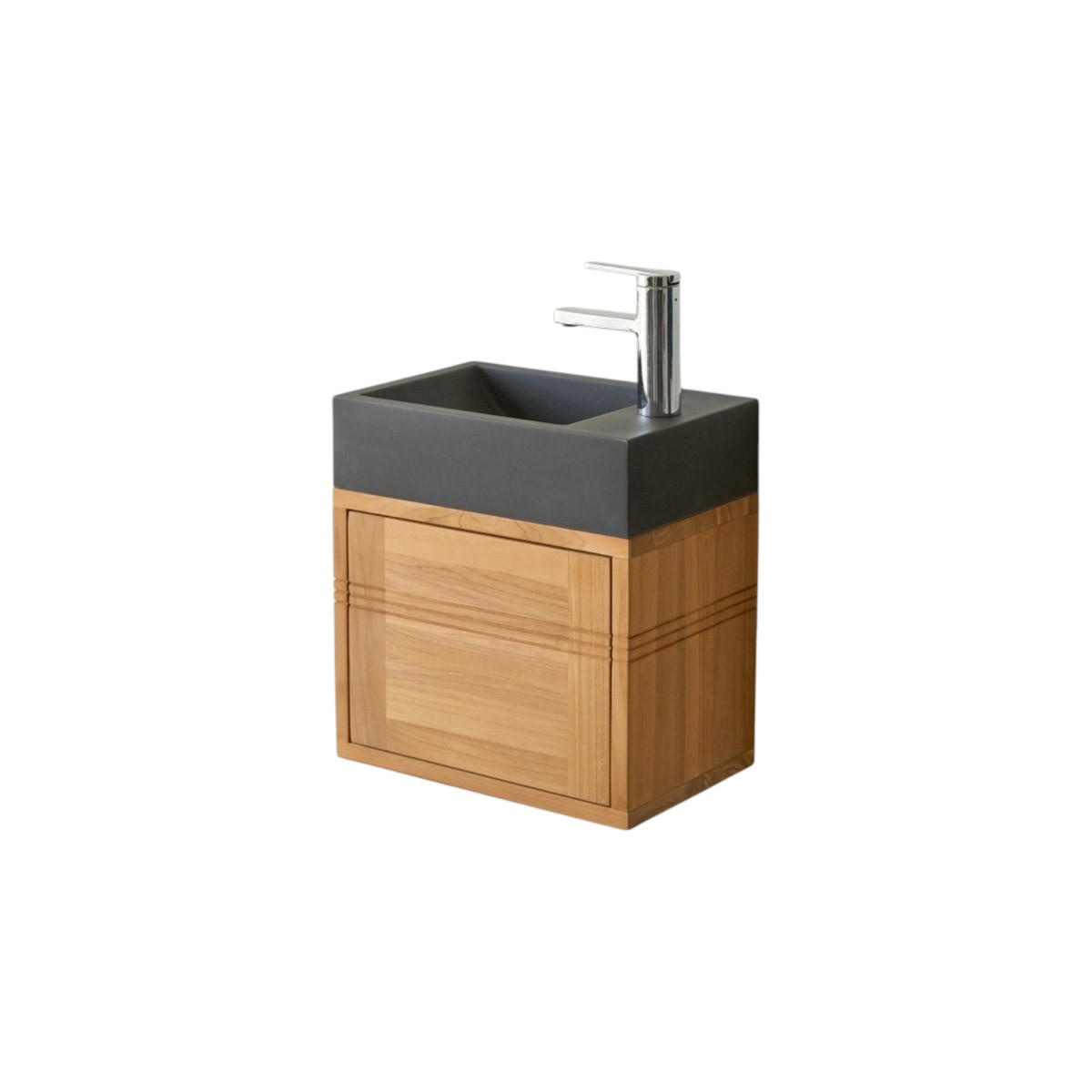 BADUNTERSCHRANK Basic Schwarz aus Teak - Schwarz, Holz (38/40/25cm) - Tikamoon