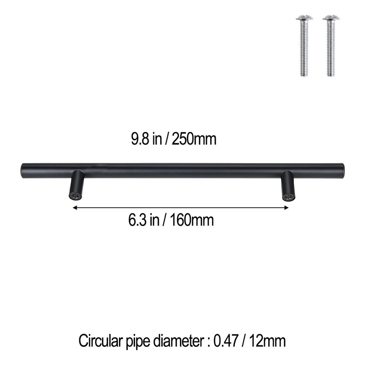 MÖBELGRIFFE 10er-Set aus rostfreiem Edelstahl black Vielseitig einsetzbar Einfache Montage Angenehme Haptik Pflegeleicht 250 mm - Schwarz, Metall (25/1/16cm) - Livingandhome
