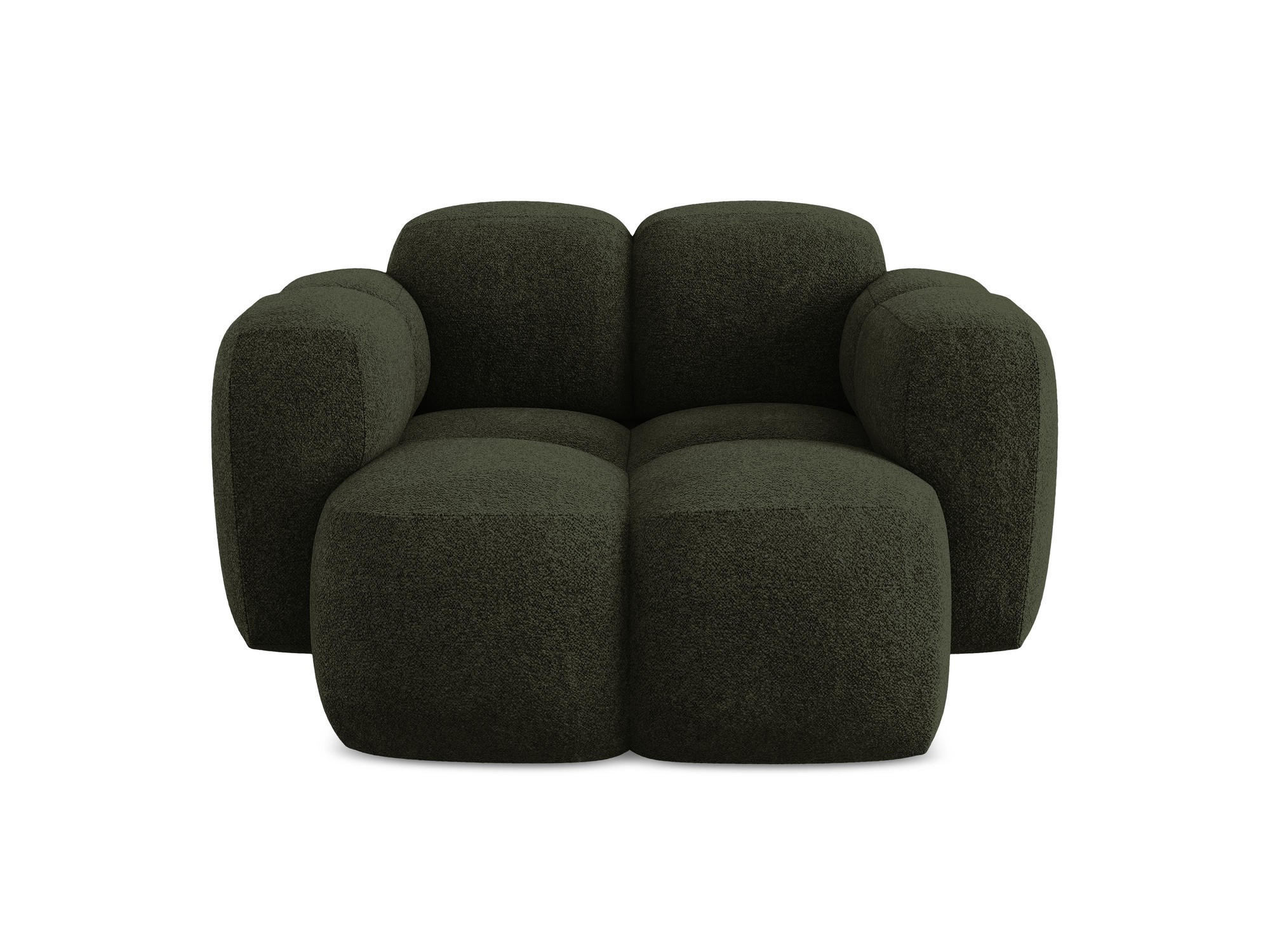 SESSEL Chenille Stoff Grün - Dunkelgrün/Schwarz, Holzwerkstoff/Kunststoff (120/72/115cm) - Makamii