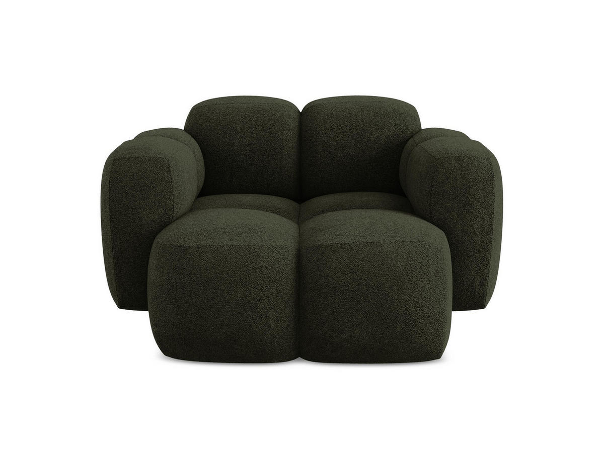 SESSEL Chenille Stoff Grün - Dunkelgrün/Schwarz, Holzwerkstoff/Kunststoff (120/72/115cm) - Makamii