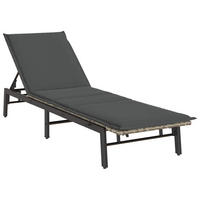 SONNENLIEGE Mit Auflage Hellgrau Poly Rattan - Grau, Kunststoff (59/67/200cm) - vidaXL