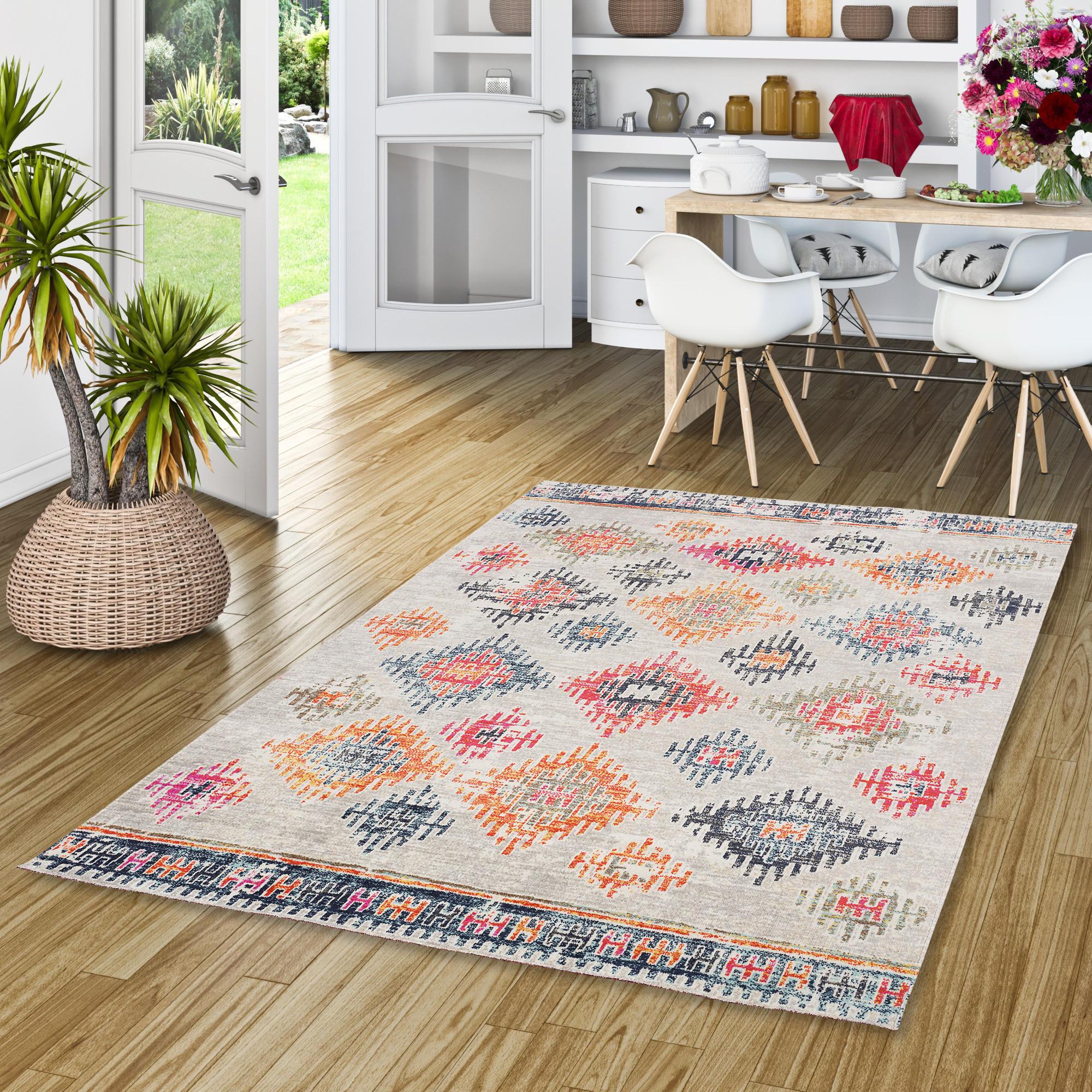 DESIGNER TEPPICH VINTAGE ZOE ORIENT RAUTEN VINTAGE - Multicolor, Textil (140/200cm) - Pergamon