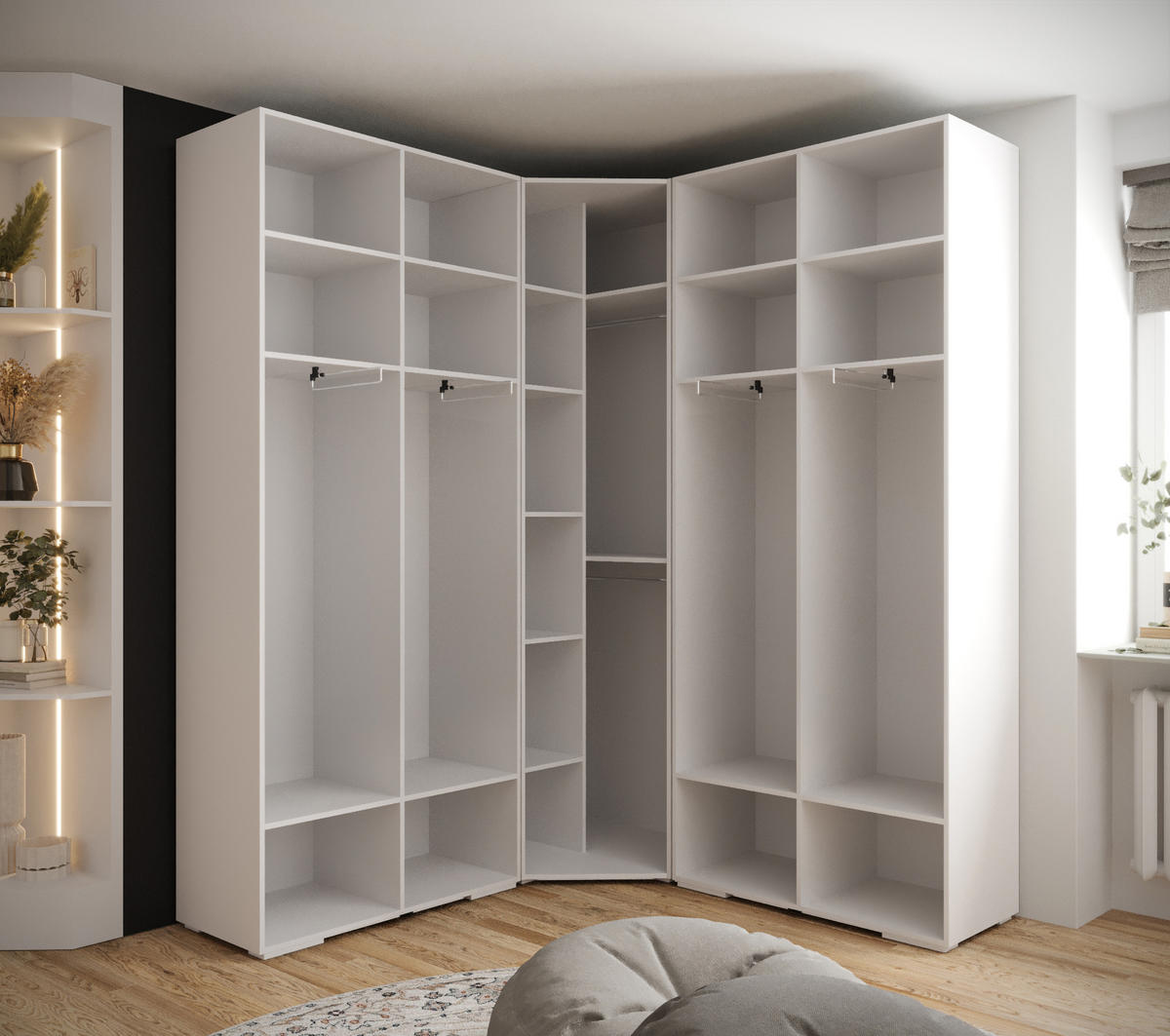 GARDEROBEN-SET 236,7/181,7/47 - Schwarz/Weiß, Holz/Kunststoff (181.7/236.7/47cm) - Abiks Möbel