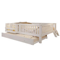 KINDERBETT 140/200 cm in Weiß mit Ausziehbett und Rausfallschutz - Weiß, Holz/Holzwerkstoff (140/200cm) - WISHDOR