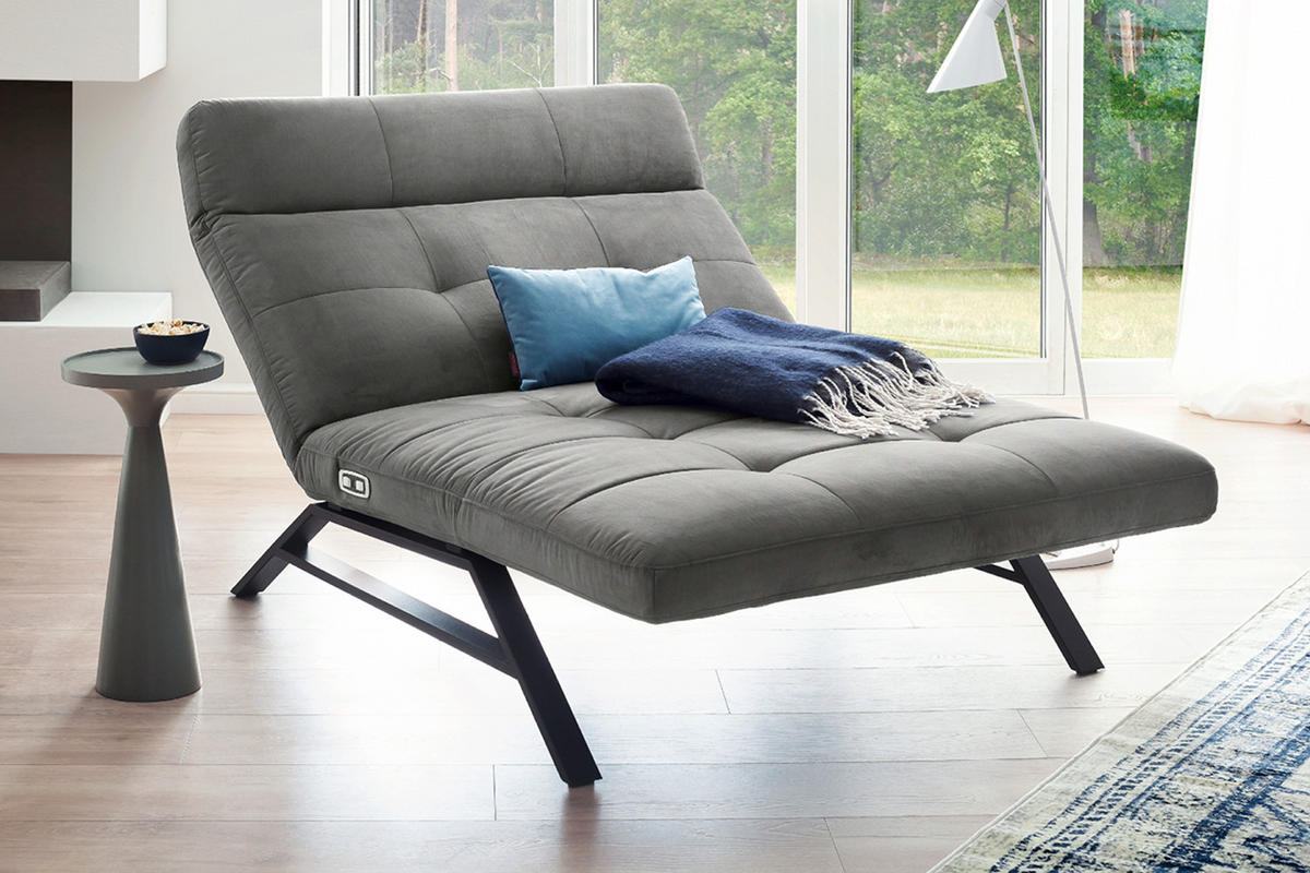 LIEGE AMERIVA Silber Velvet - Silberfarben/Schwarz, Textil (120/110/158cm) - KAWOLA