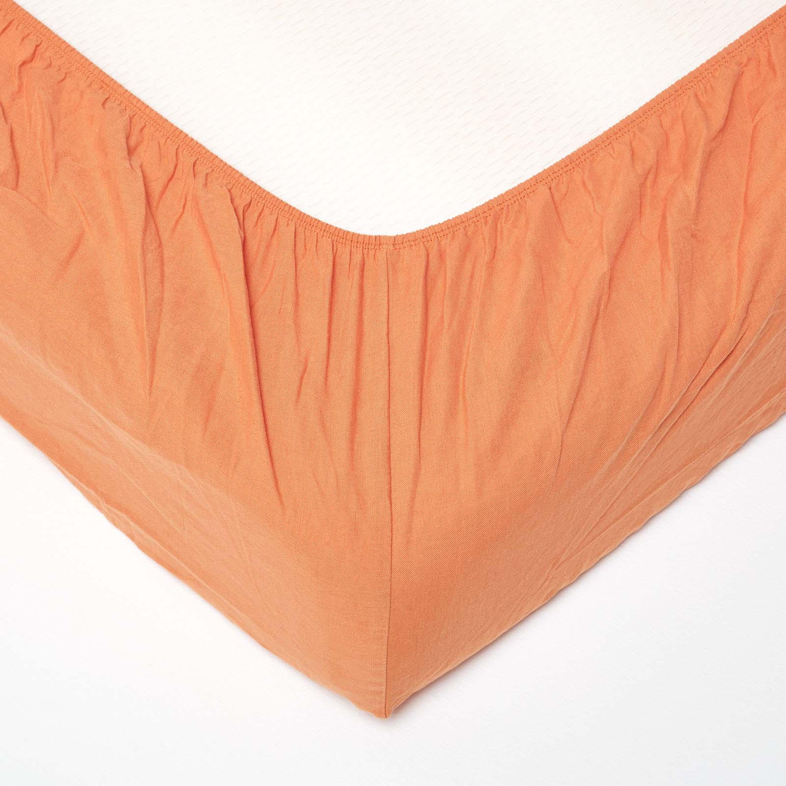 LEINEN-SPANNBETTLAKEN extra hoch, 60% Leinen & 40% Baumwolle - Orange, Textil (180/200cm) - Homescapes