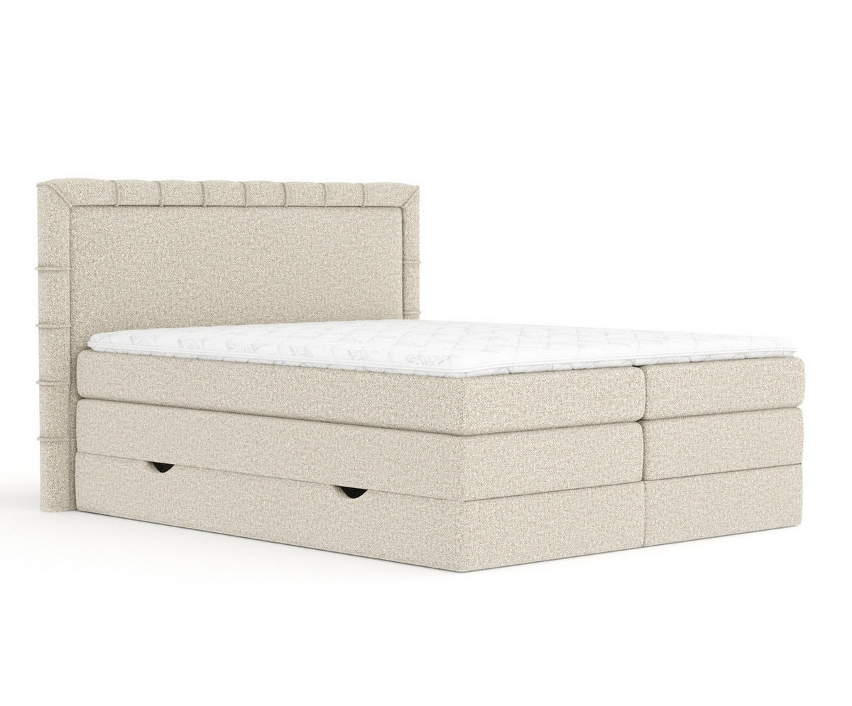BOXSPRINGBETT Rosabel Beige 140/200 cm mit Matratze und Topper - Beige/Schwarz, Holz/Holzwerkstoff (140/200cm) - Maison de Reve