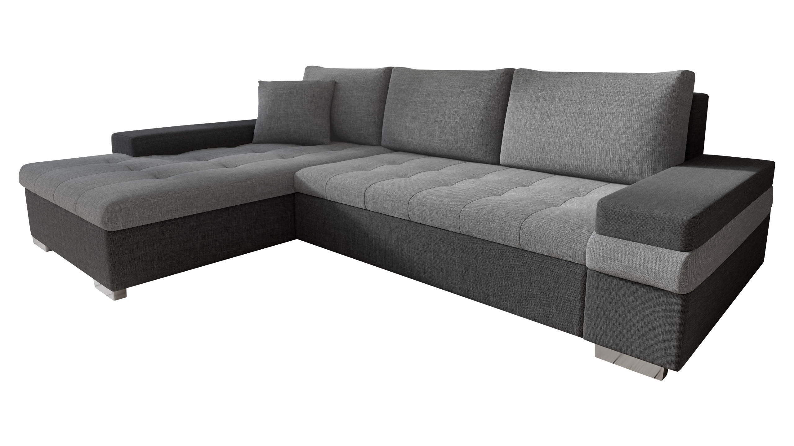 ECKSOFA Bangkok Mini - Silberfarben/Grau, Holz/Textil (274/182cm) - MIRJAN24