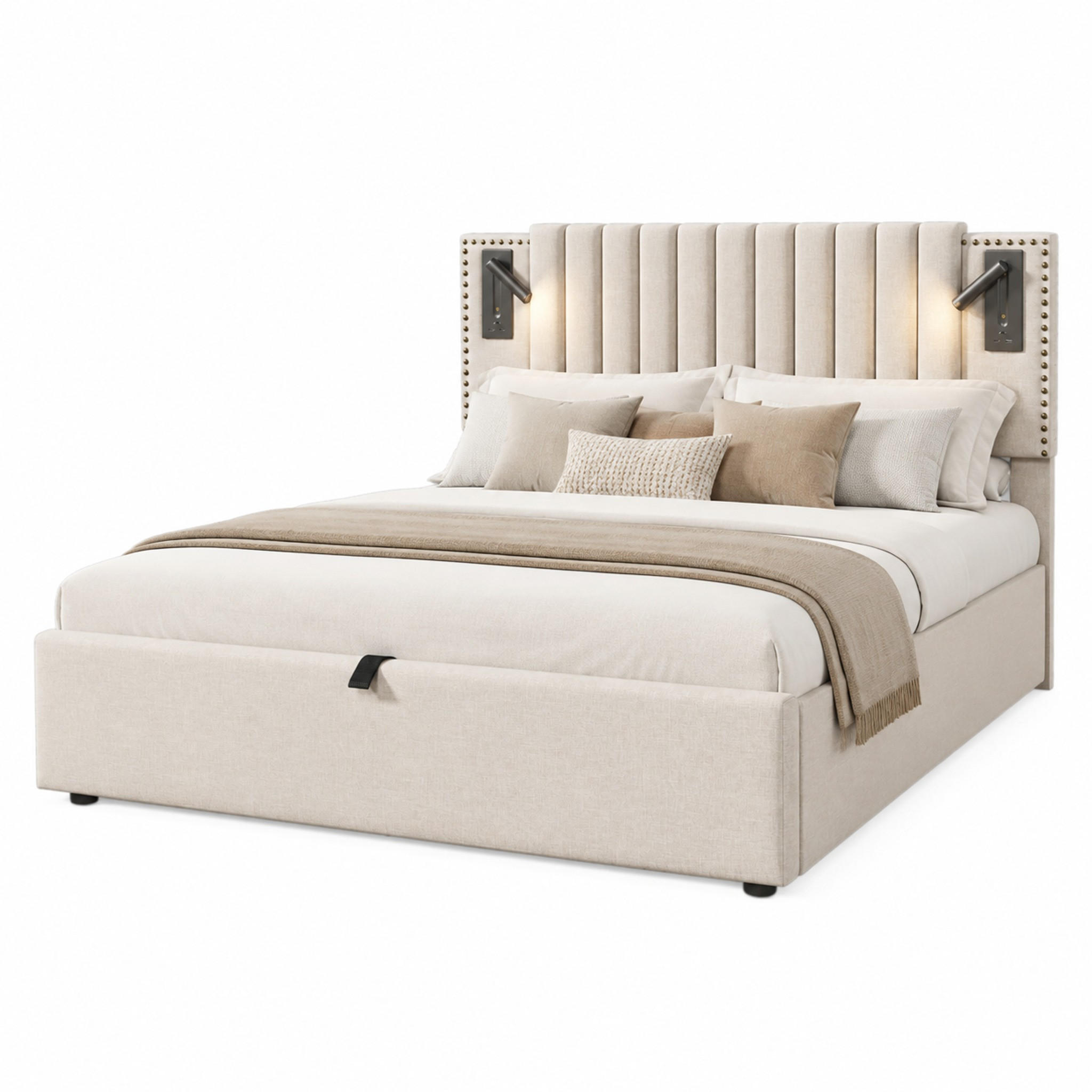 Beauniv Polsterbett Beige 140x200 cm