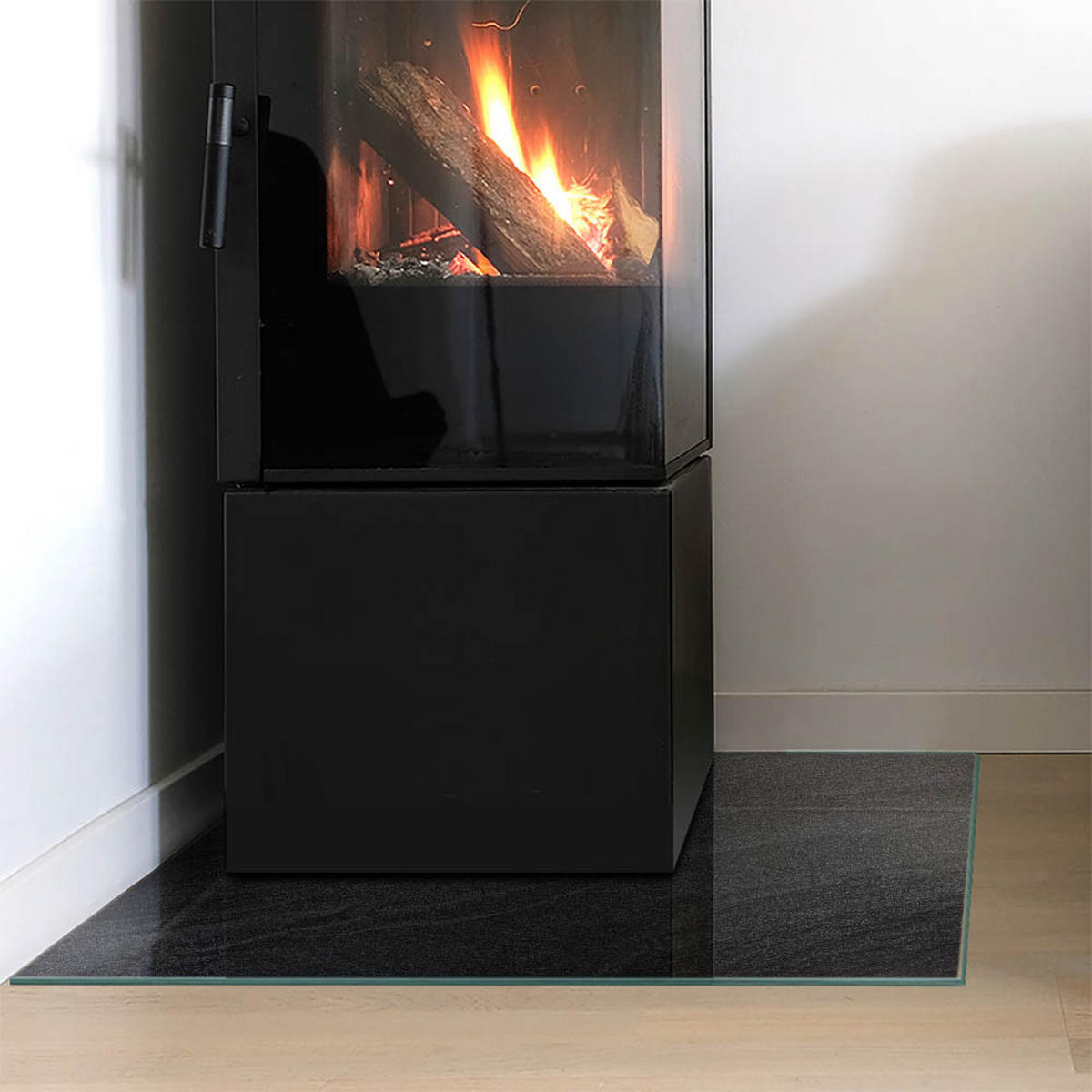 GLASPLATTE für Kamin 60x60 cm - Schwarz, Glas (60/60/0.4cm) - TULUP