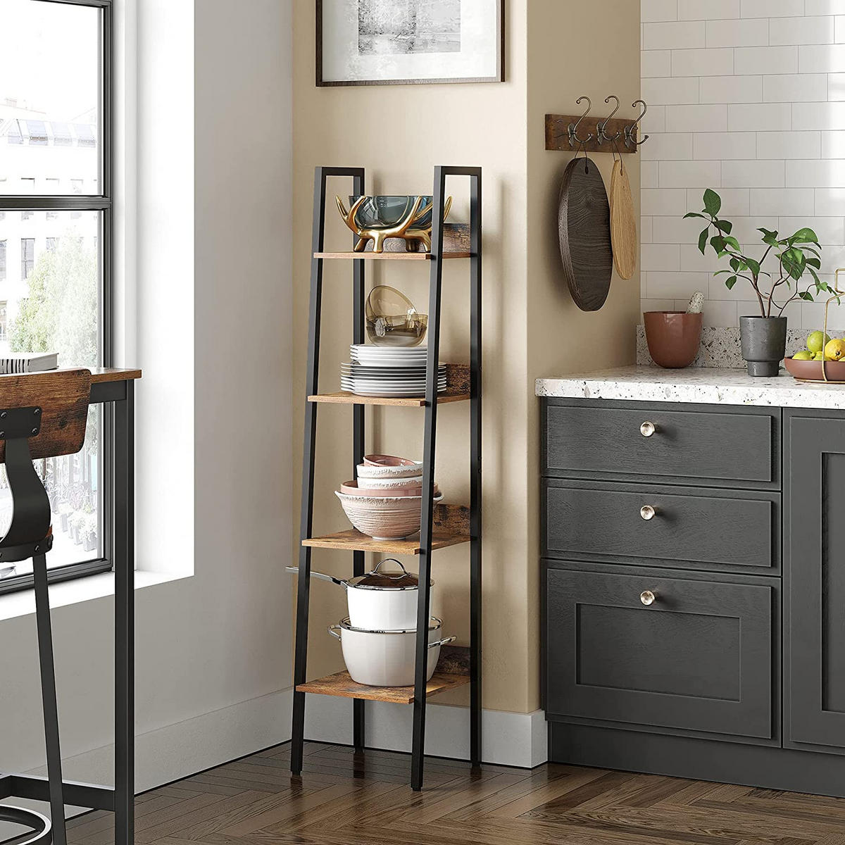 BÜCHERREGAL LEITERREGAL - Braun, Holzwerkstoff (30/140/33.8cm) - Hansiro