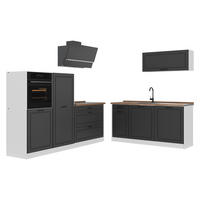 KUCHYNKA R-Line, Antracitový vidiecky dom/biely, 220 cm Goldkraft tammi työtaso - biela/antracitová, kompozitné drevo (220/143/60cm) - Vicco