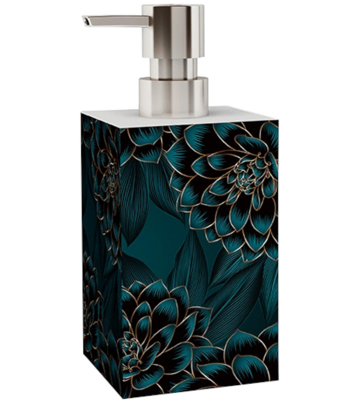 SEIFENSPENDER Dahlien - Blau/Dunkelgrün, Kunststoff (7/12/7cm) - Sanilo