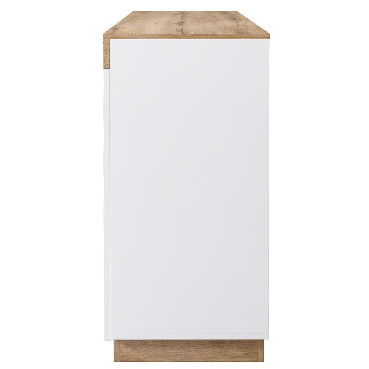 KOMODA bílá dub 120 cm 3 zásuvky 2 dvířka - bílá, kompozitní dřevo (120.5/82.5/40cm) - Urban Meuble