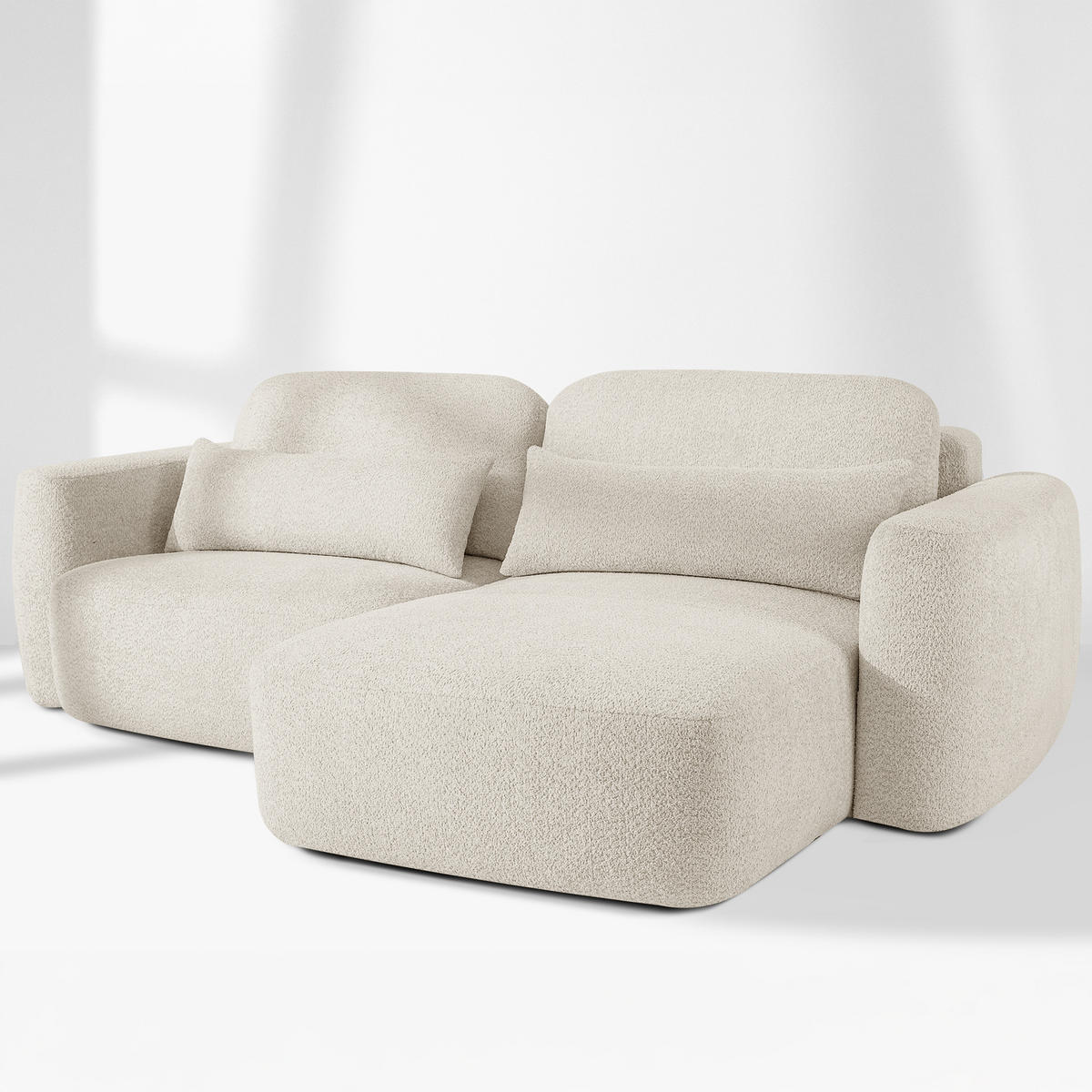 ECKSOFA rechts ELOSA - Weiß, Holz/Textil (245/165cm) - KONSIMO®