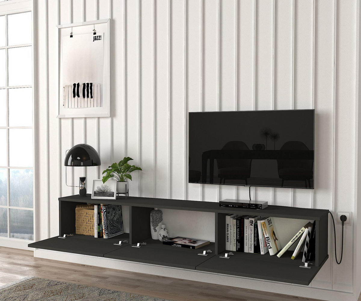 TV-LOWBOARD Hängend Damla Anthrazit - Anthrazit, Holzwerkstoff (180/29.5/29.5cm) - moebel17