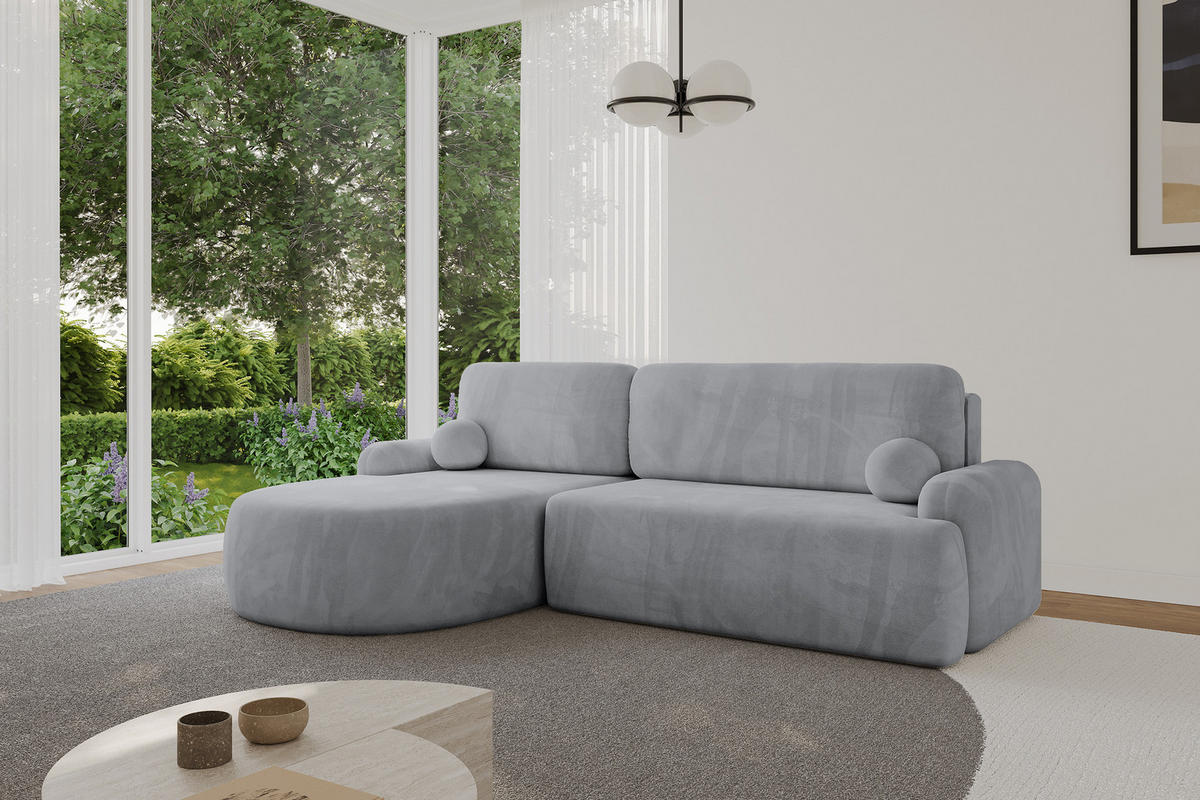 ECKSOFA mit Schlaffunktion und Bettkasten LIRA-L - 264x172x89 Grau - Grau, Holzwerkstoff/Textil (264/172cm) - ALTDECOR