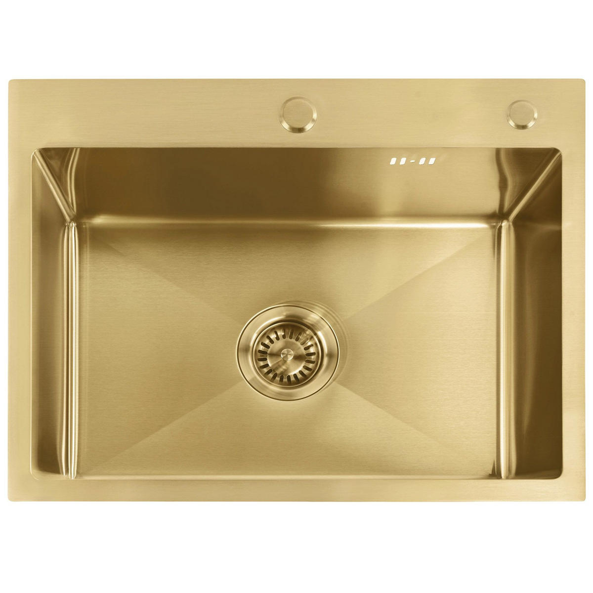 STAHLSPÜLE Mit 3-teiligem Zubehörset Rea Liam Brush Gold - Goldfarben, Metall (45/18.5/58cm) - REA