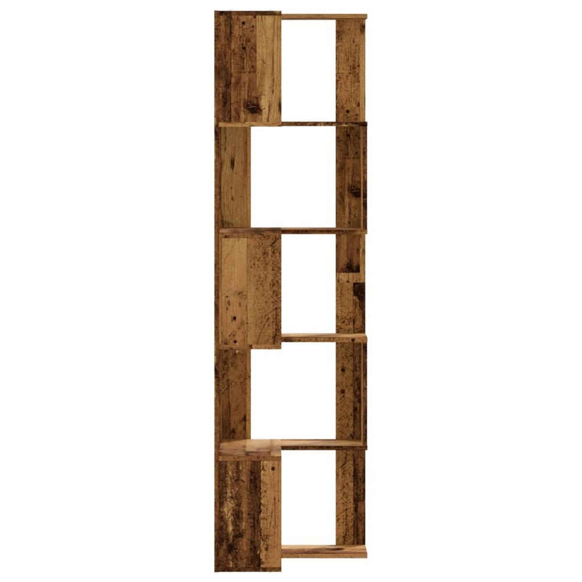 BÜCHERREGAL mit 5 Ebenen für die Ecke 50/50/179 cm aus Holzwerkstoff Altholz-Optik Dekor - Graubraun, Holz (50/179/50cm) - vidaXL