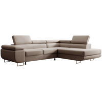 ECKSOFA Stevil Beige Velours - Beige/Silberfarben, Textil/Metall (275/203cm) - Selsey