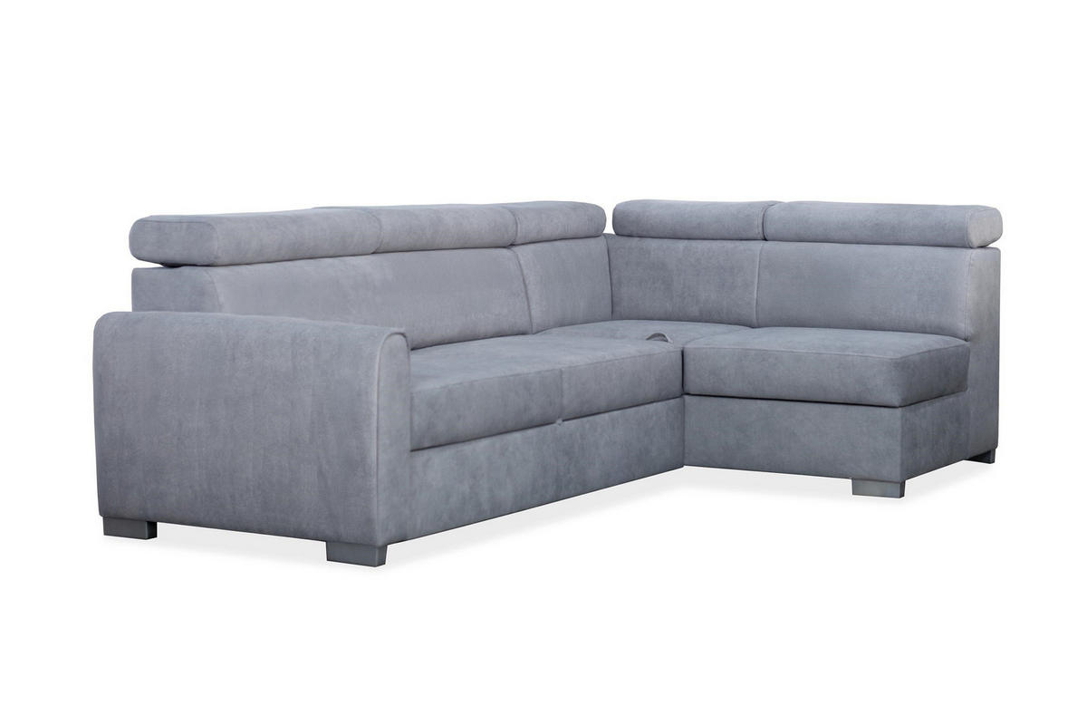 ECKSOFA Covo Grau, mit Schlaffunktion und verstellbaren Kopfstützen, rechte seite - Grau, Holzwerkstoff (253/156cm) - Bettso