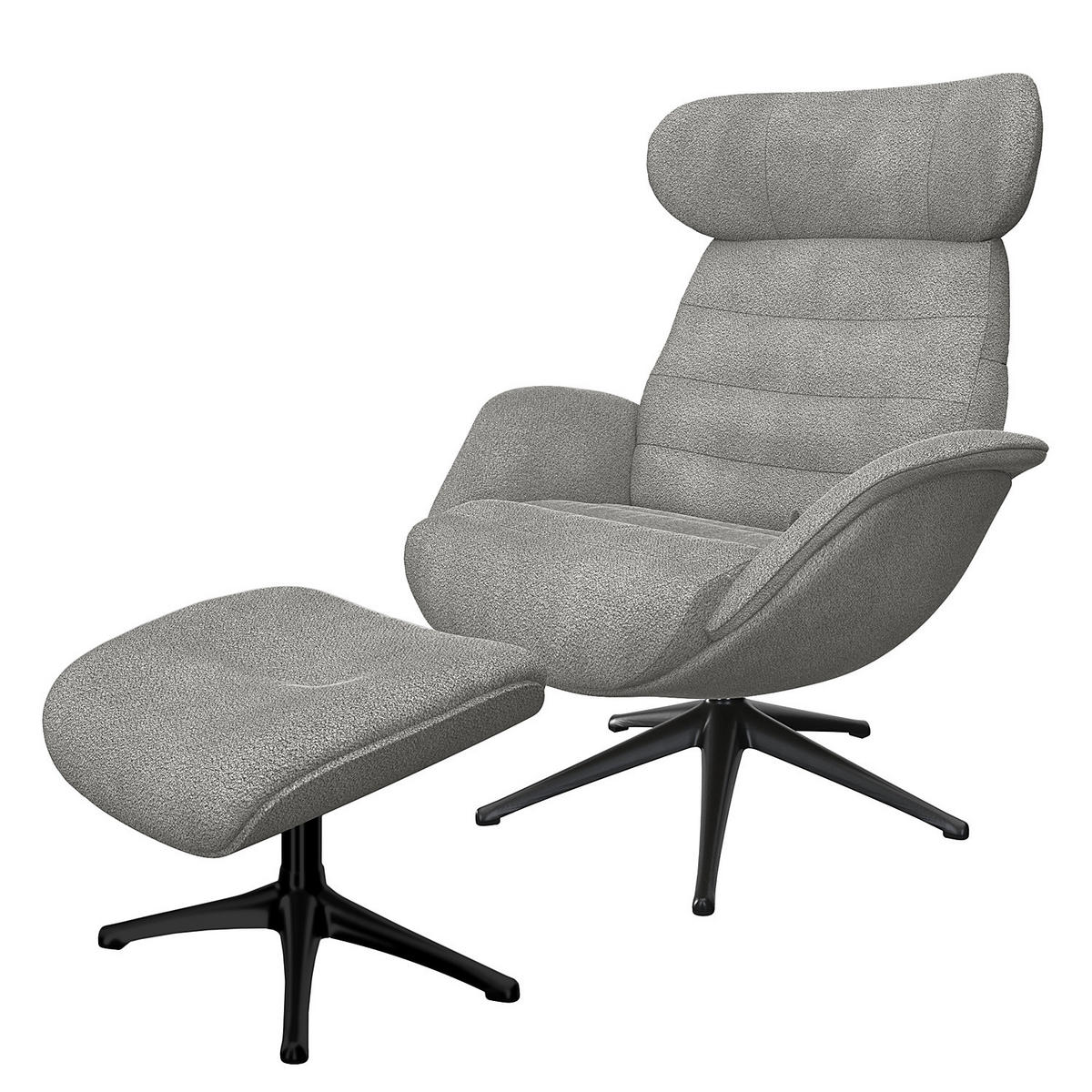 POLSTERHOCKER - Schwarz/Grau, Textil/Metall (44/39/49cm) - home24