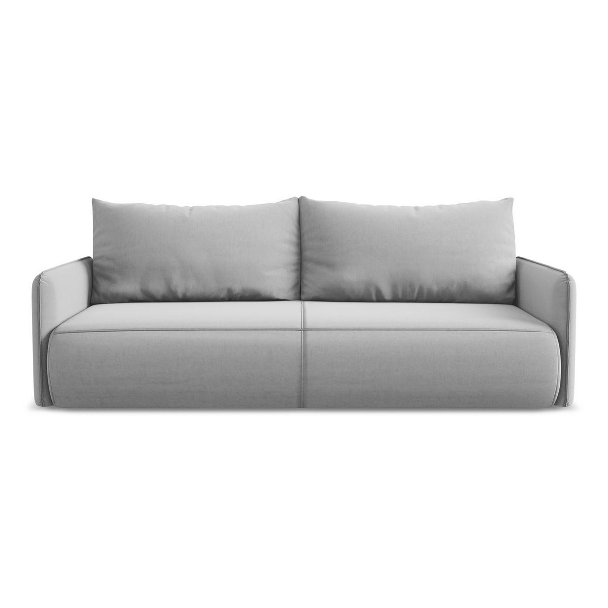3-SITZER SOFA mit Schlaffunktion Samt Stoff Grau - Schwarz/Grau, Kunststoff/Textil (216/86/105cm) - LaMiaSofa