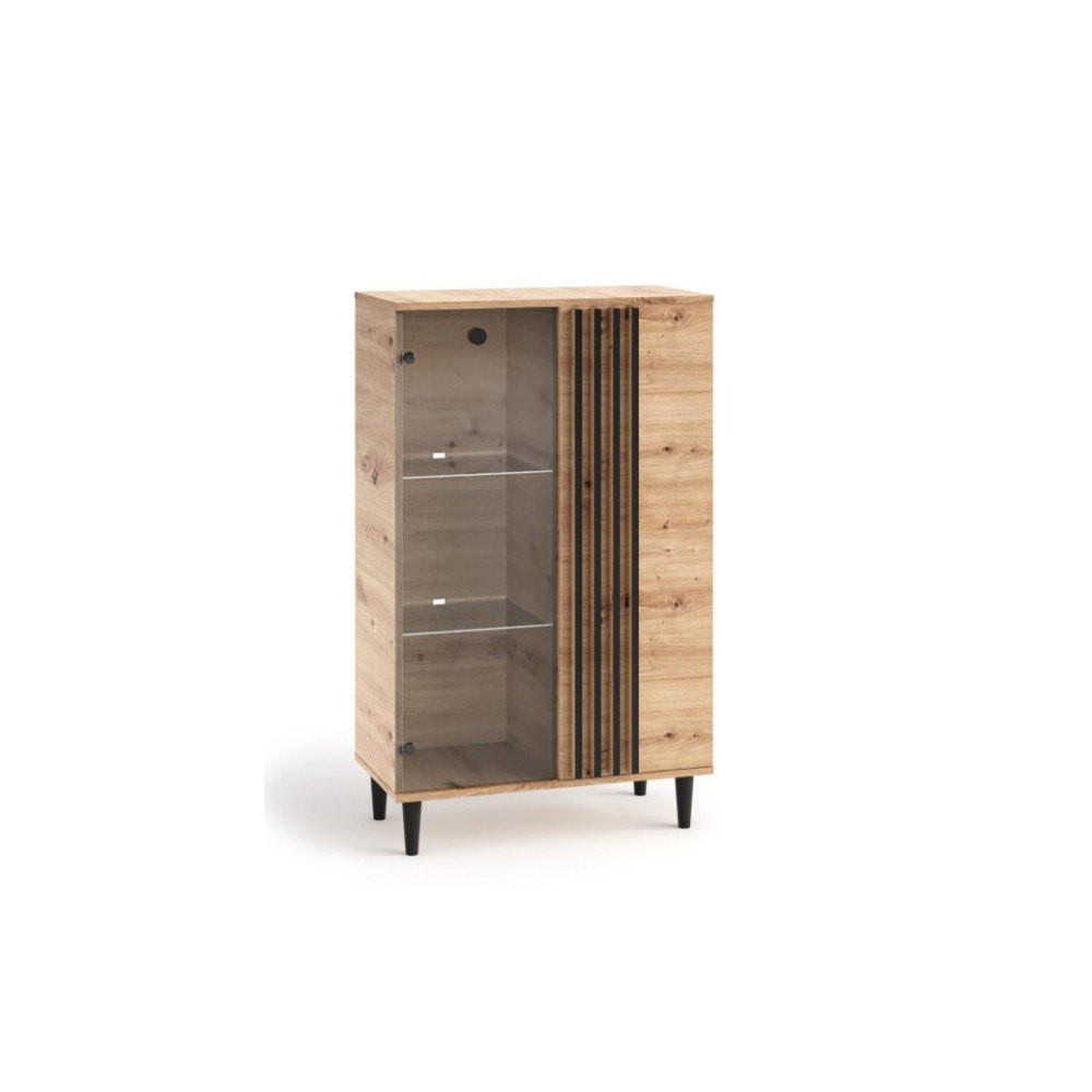 VITRINENSCHRANK ARTIANO 134,5 x 80 cm Eiche Artisan - Eiche Artisan, Holzwerkstoff (80/134.5/40cm) - MASSENO