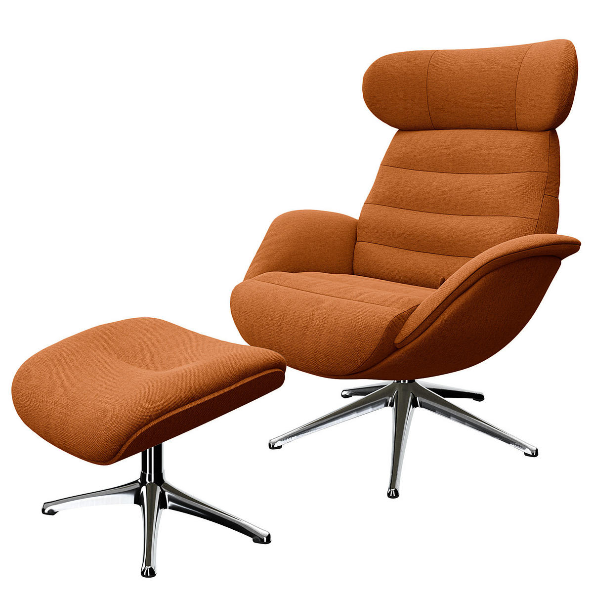 POLSTERHOCKER - Chromfarben/Rostfarben, Textil/Metall (44/39/49cm) - home24